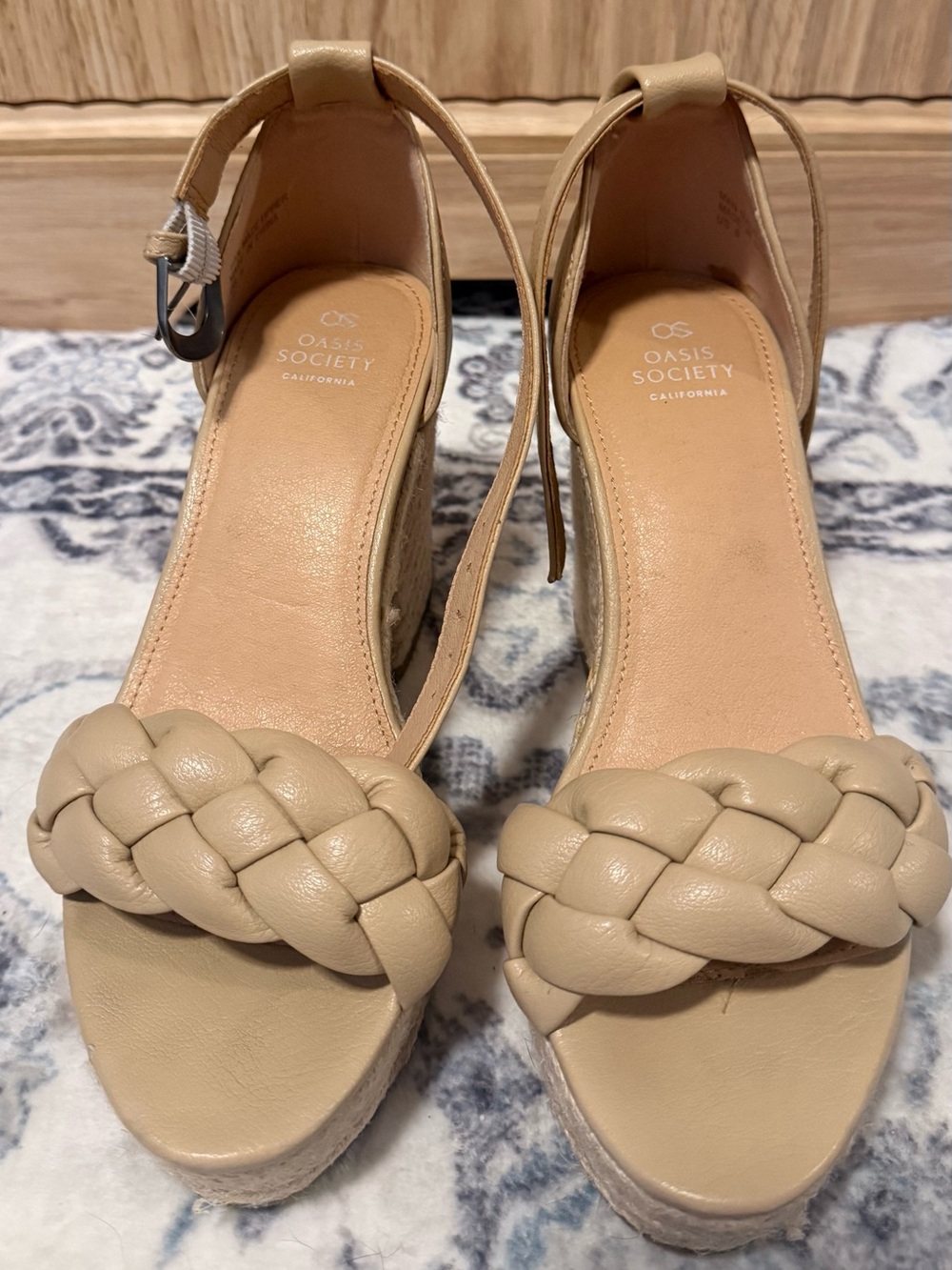 Society Tan Braided Wedge Sandals - Society